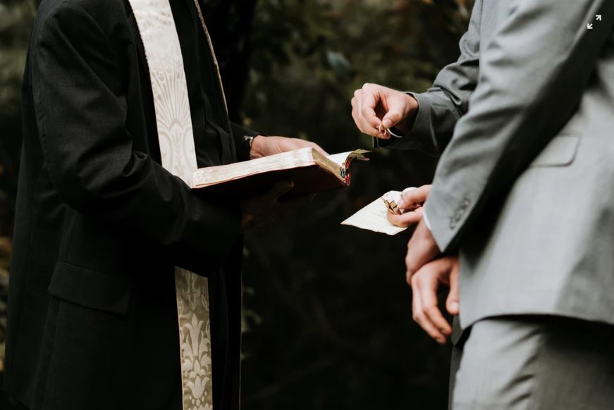 Gay marriage. Two men getting married.